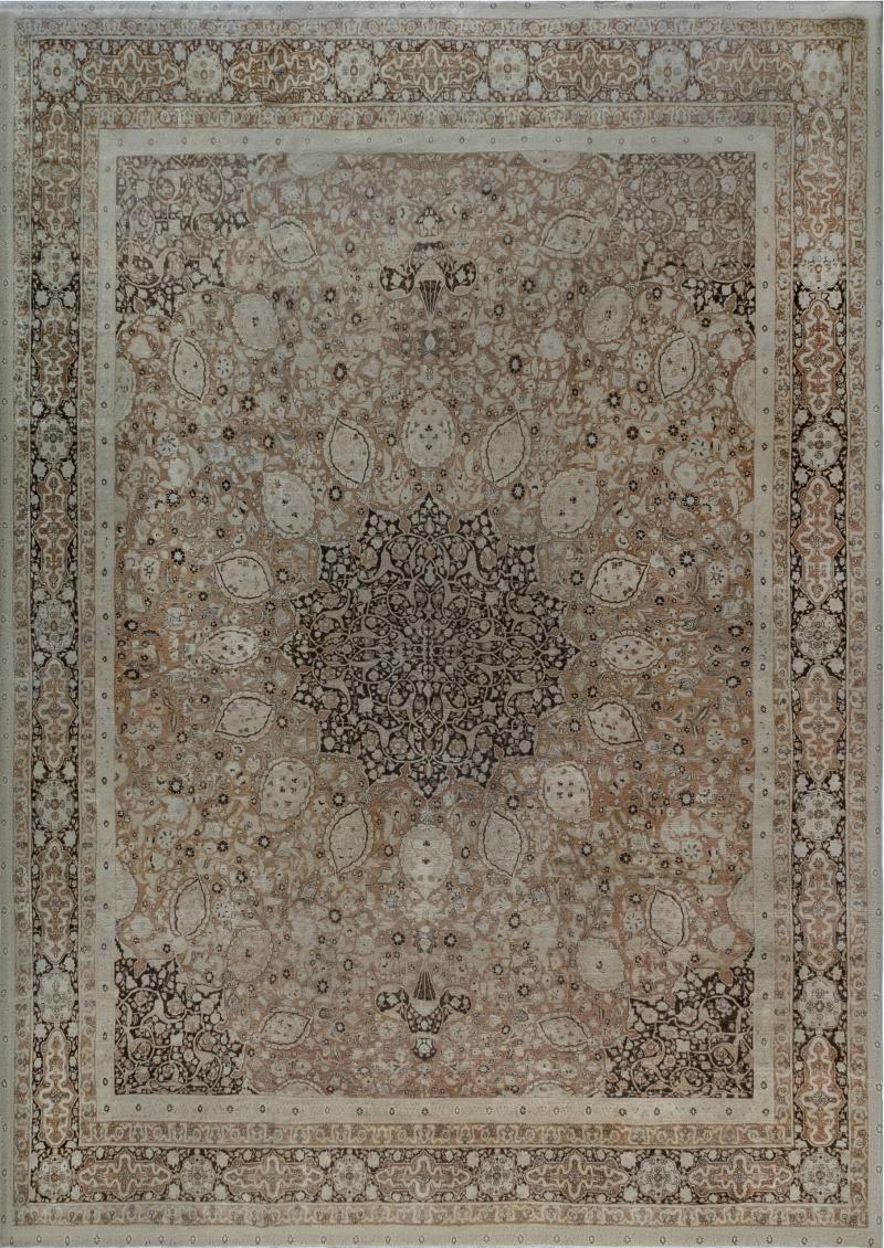 Authentic Oversized 19th Century Persian Tabriz Handmade Wool Carpet