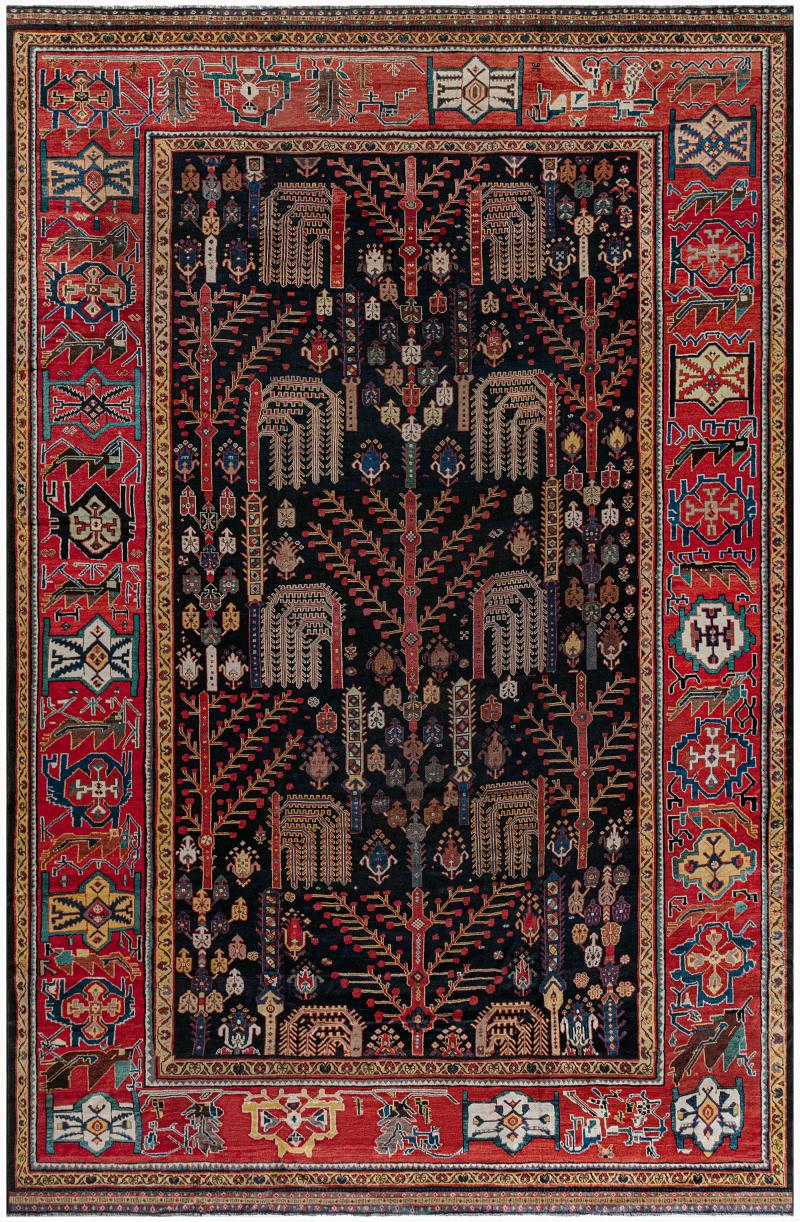 Authentic Persian Bakhtiari Red Handmade Wool Rug