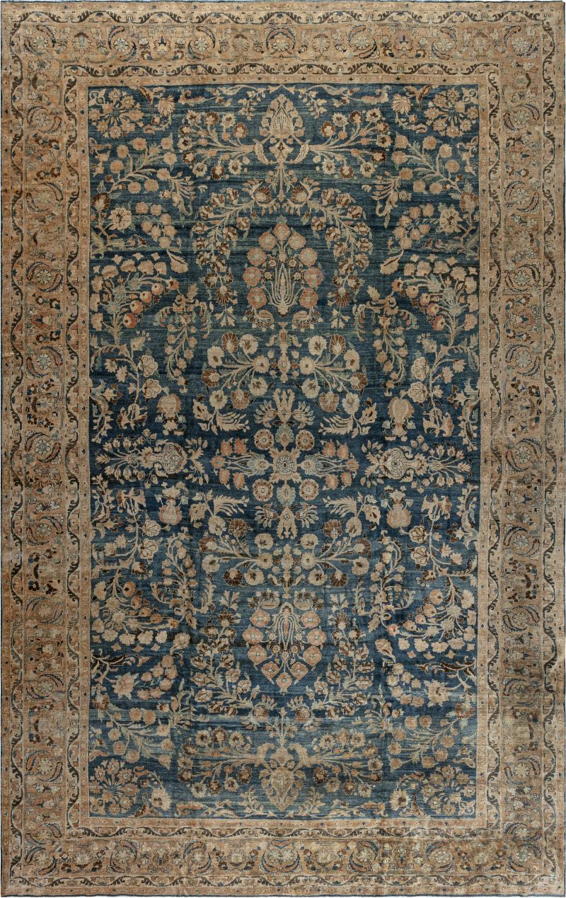 Authentic Persian Khorassan Blue Handmade Wool Carpet