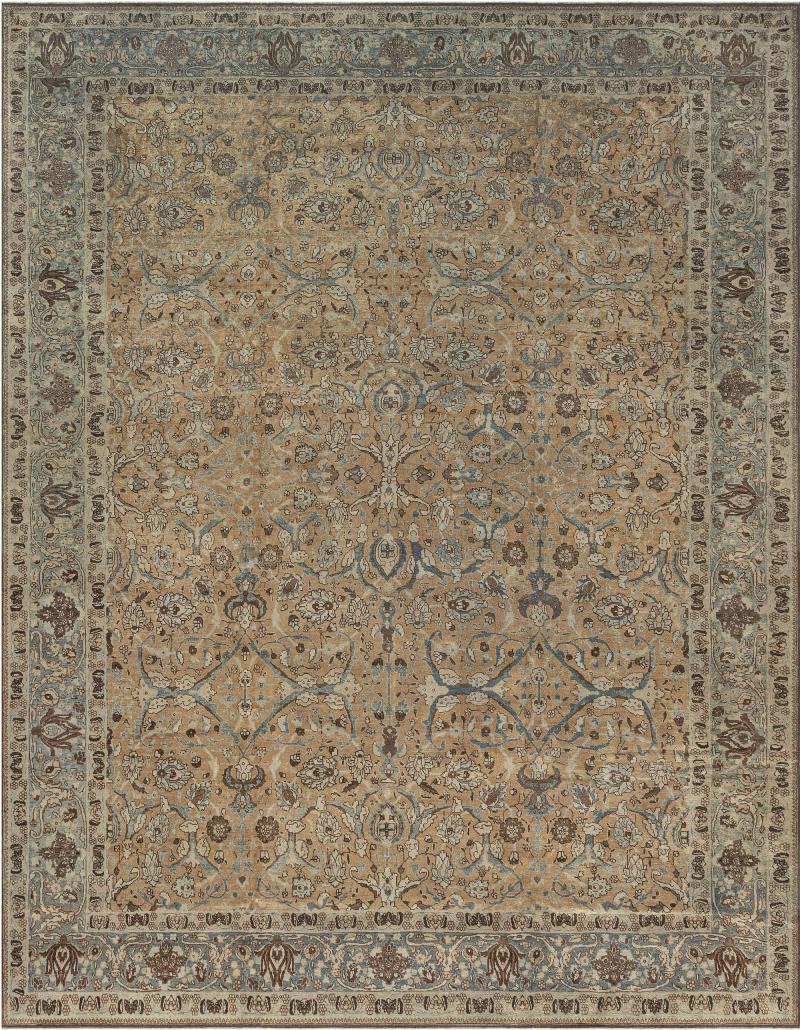 Authentic Persian Khorassan Orange Yellow Handmade Wool Rug