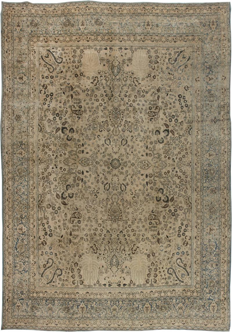 Authentic Persian Tabriz Botanic Hand Knotted Wool Rug