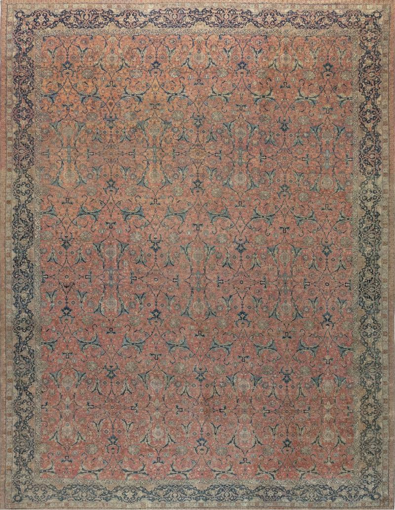Authentic Persian Tabriz Pink Handmade Wool Rug