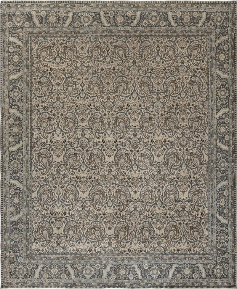 Authentic Persian Tabriz Rug in Beige Blue Brown Gray