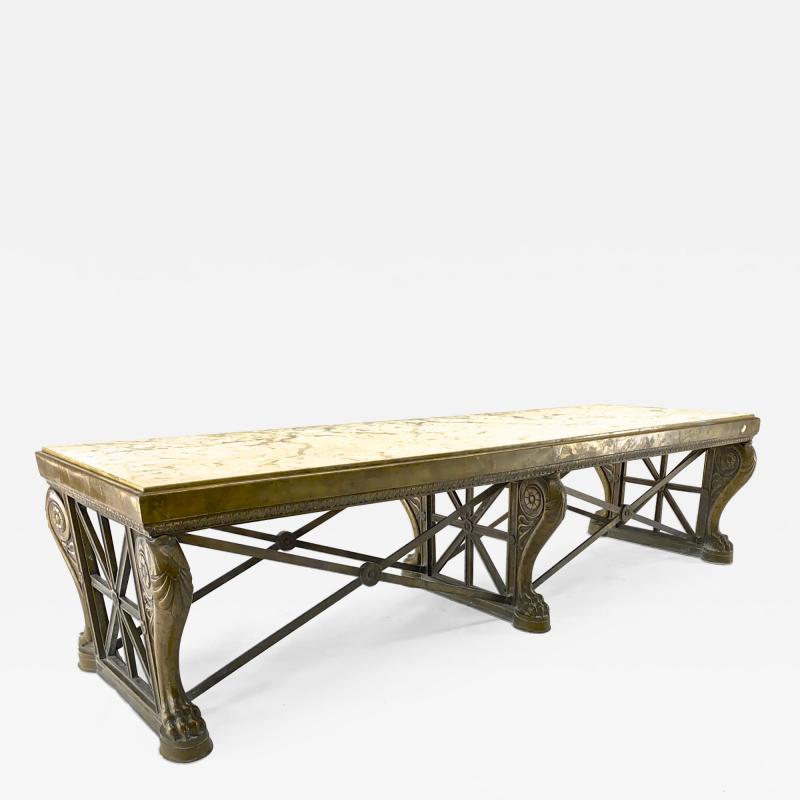 Awesome sturdy and long bronze and marble coffee table