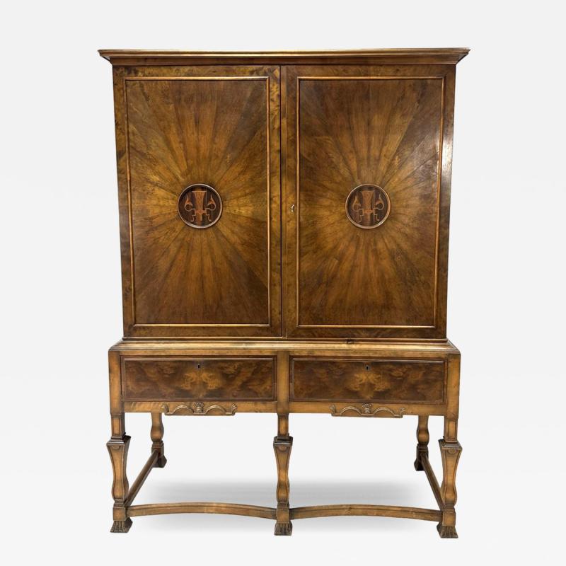 Axel Einar Hjorth Swedish Art Deco Cabinet in Stained Birch Axel Einar Hjorth Style 1920s