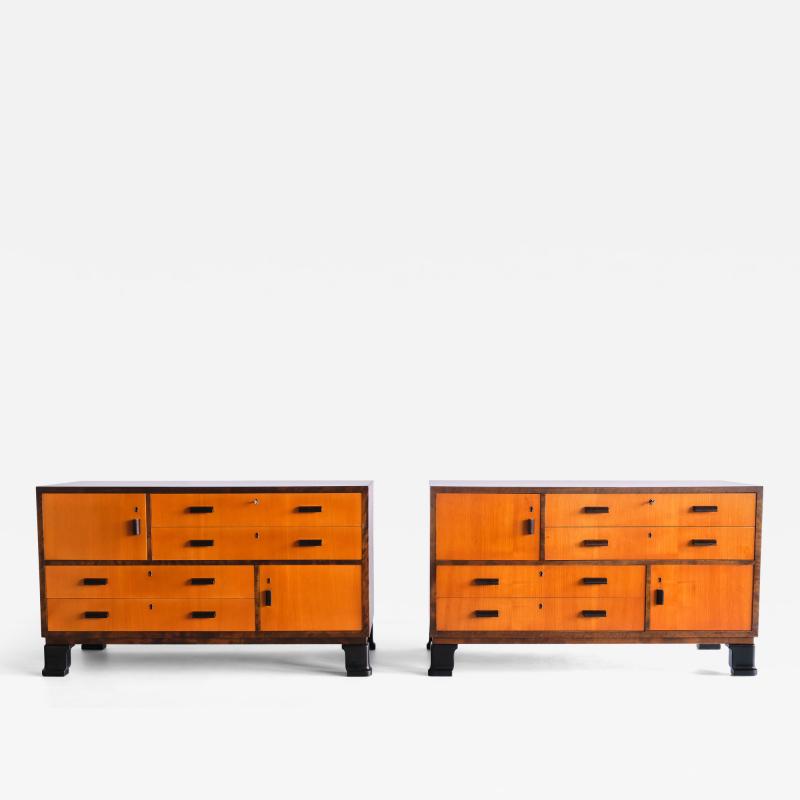 Axel Larsson Pair of Axel Larsson Sideboards in Elm and Birch SMF Bodafors Sweden 1940s