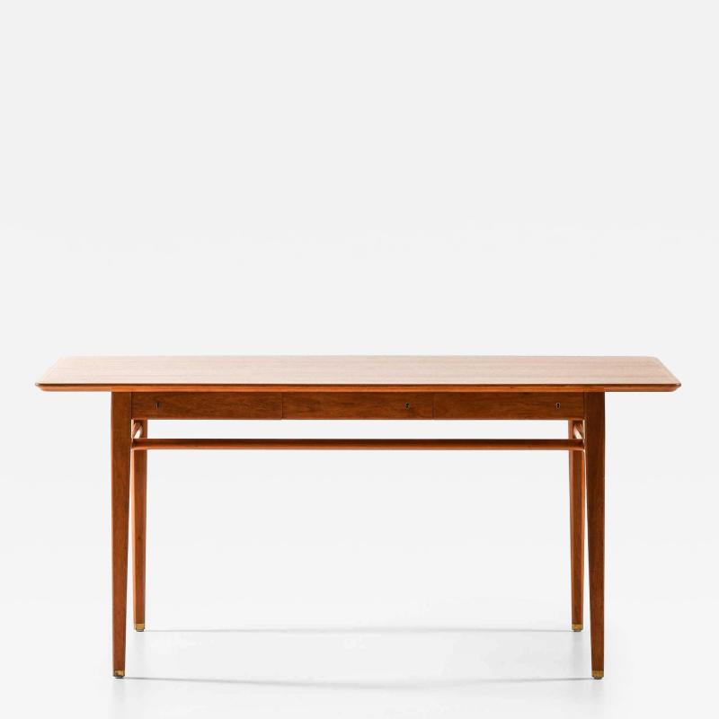 Axel Larsson Scandinavian Modern Desk in Brass and Teak by Axel Larsson 1959