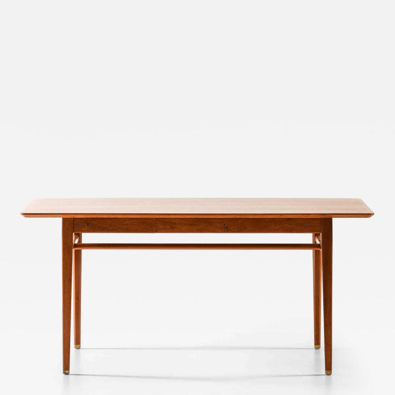 Axel Larsson Scandinavian Modern Desk in Brass and Teak by Axel Larsson 1959