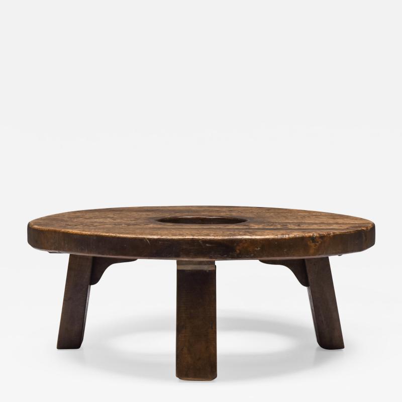 Axel Vervoordt Brutalist Round Coffee Table With Hole 1950s