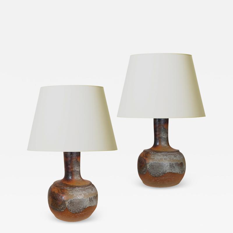 Axella Stenj j Pair of Petite Brutalist Danish Modern Table Lamps by Axella