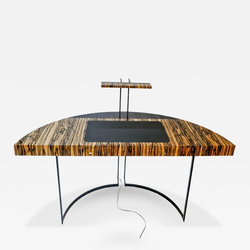 Aymeric Lefort 21st Century Desk Wight Ebony and Black Leather with Metal Leg by Aymeric Lefort
