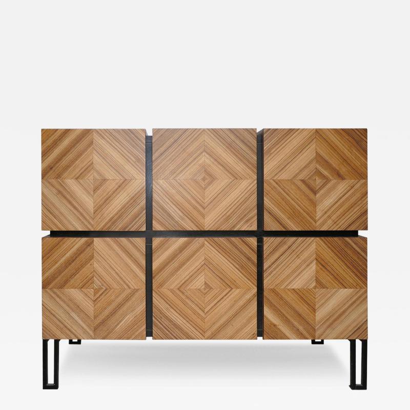 Aymeric Lefort Chest of Drawers Losange in Zebrano Open in Tow Drawers