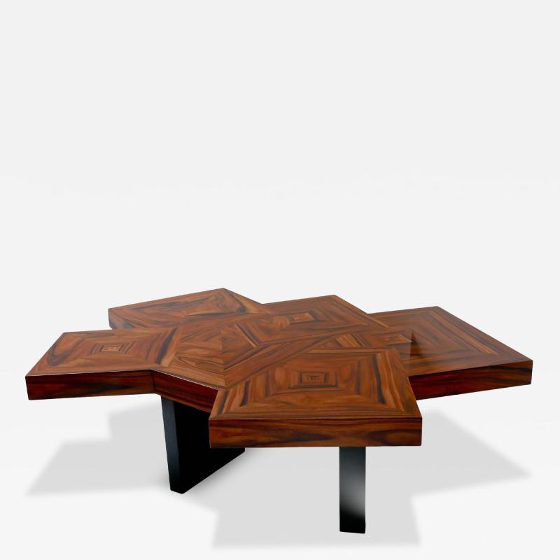 Aymeric Lefort Coffee Table Fusion in Marquetery of Santos Wood by Aymeric Lefort