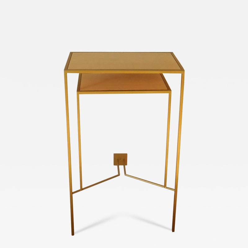 Aymeric Lefort Console in Gold Bronze Patina with tow Sycamore Shelves by Aymeric Lefort
