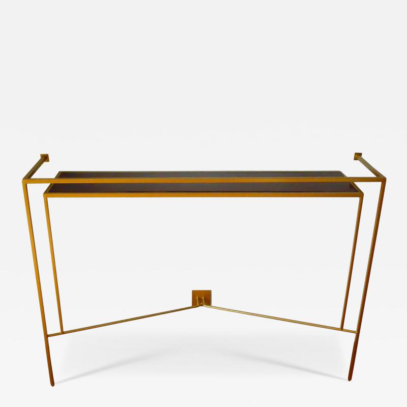 Aymeric Lefort New Gold Patina and Sycamore Shelve Console Made to Order