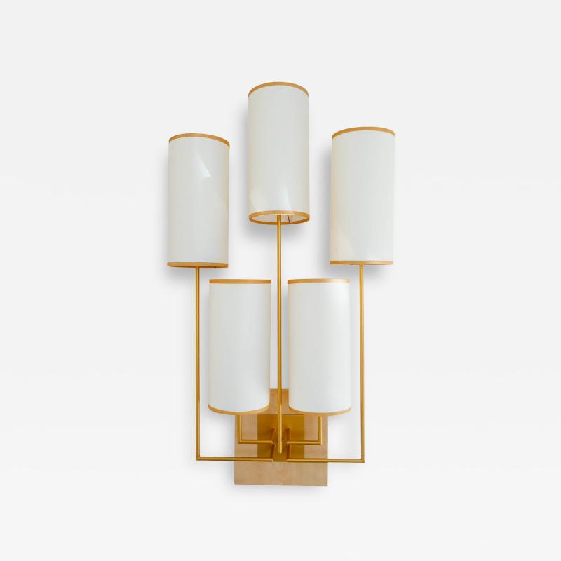 Aymeric Lefort New Gold Patina and Wood Wall Light Sconce