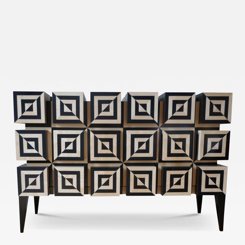 Aymeric Lefort Tow Doors Buffet Ondulation 2 Sycomore and Black Sycomore by Aymeric Lefort