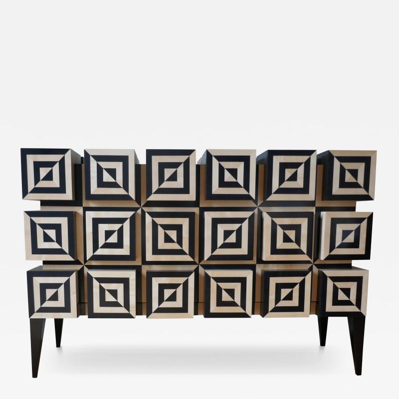 Aymeric Lefort Two Doors Buffet Ondulation 2 Sycomore and Black Sycomore by Aymeric Lefort