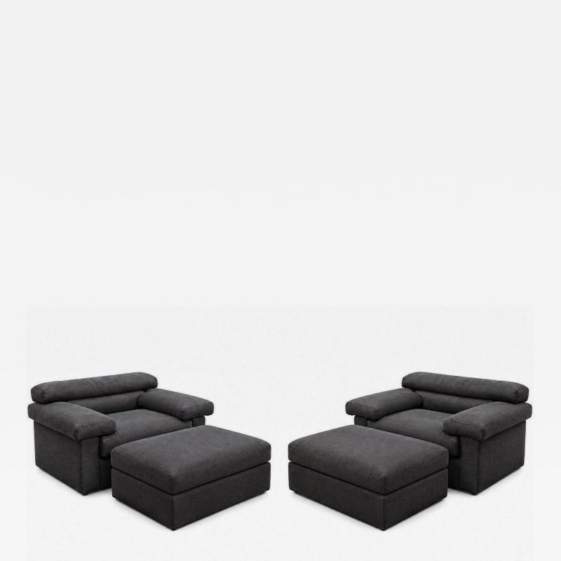 B B Italia Erasmo Pair Lounge Chairs Ottomans by Afra Tobia Scarpa 1970