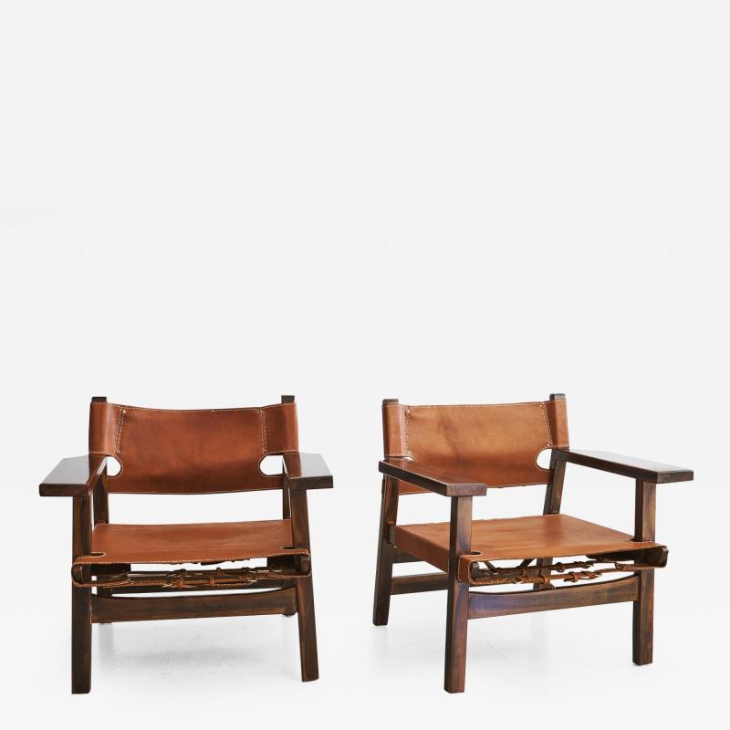 B rge Mogensen Leather Campaign Chairs