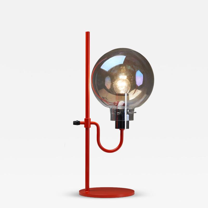 BAG Turgi Bronzewarenfabrik AG Turgi Iridescent Glass and Metal Table Lamp by BAG Turgi 1960s