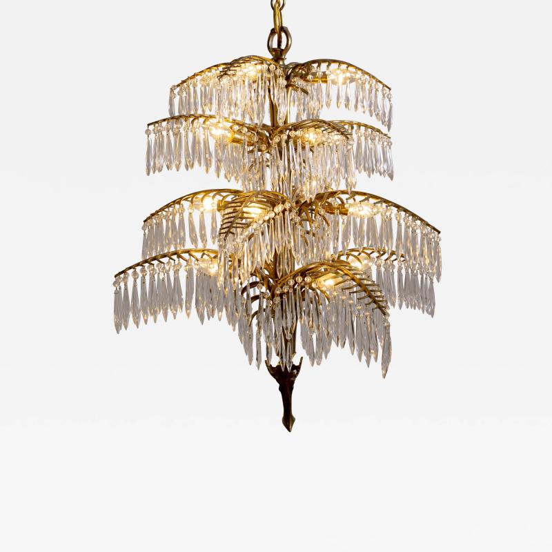 BAKALOWITS GILT BRONZE PALM TREE CHANDELIER