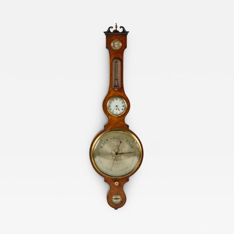 BAROMETER WITH CLOCK BY J SOMALVICO CO LONDON