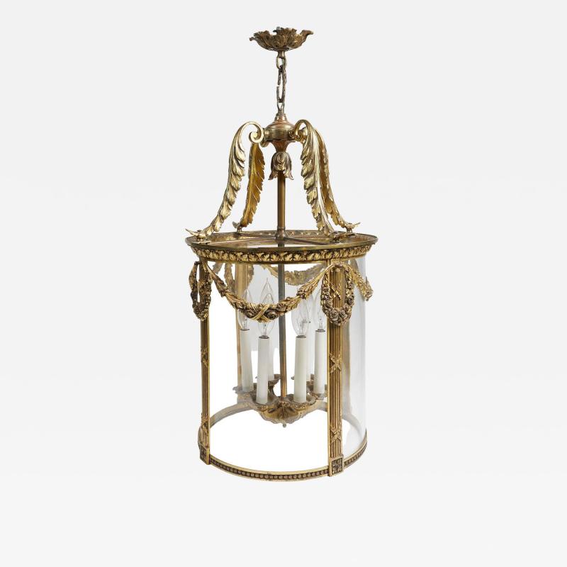 BEAUTIFUL FRENCH LOUIS XVI STYLE GILT BRONZE CIRCULAR LANTERN