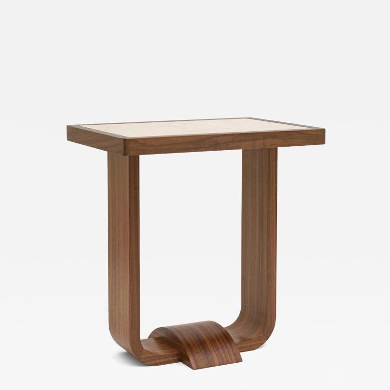 BK Limited Edition BK Antiques LLC Art Deco Walnut and Marble Side Table