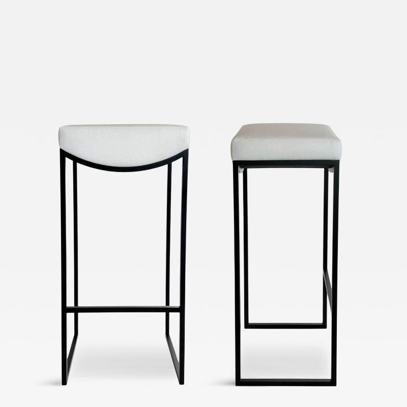 BK Limited Edition BK Antiques LLC Black Metal Bar Stool With Upholstered Seat