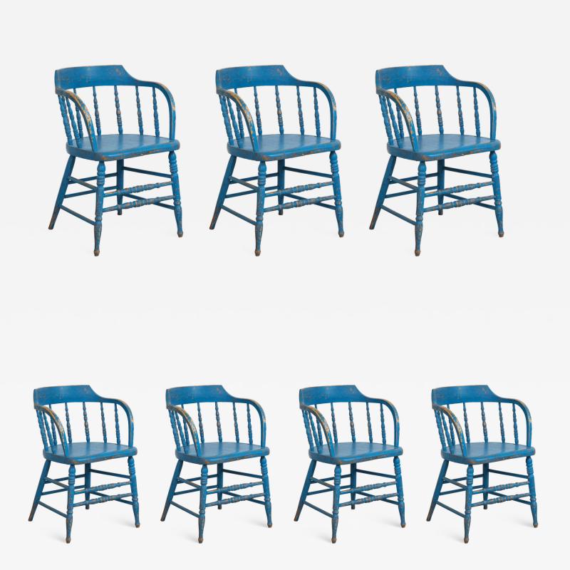 BLUE PAINTED WINDSOR CHAIRS