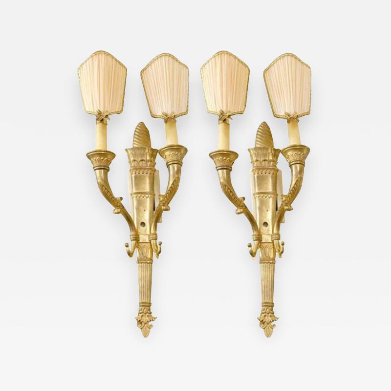 BRONZE DORE EMPIRE SCONCES PAIR