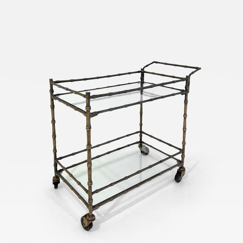 BRONZE FAUX BAMBOO BAR CART