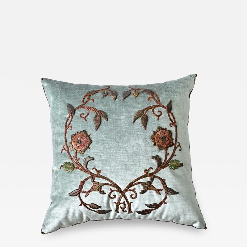 BVIZ Antique European Raised Gold Embroidery Pillow