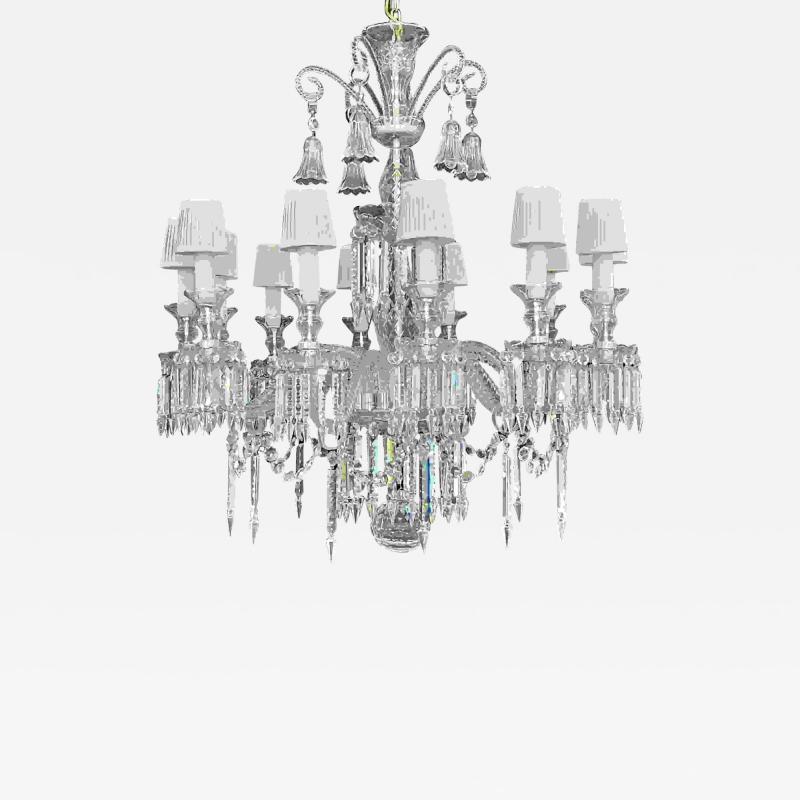 Baccarat Style Chandelier Crystal 12 Light Hollywood Regency Monumental