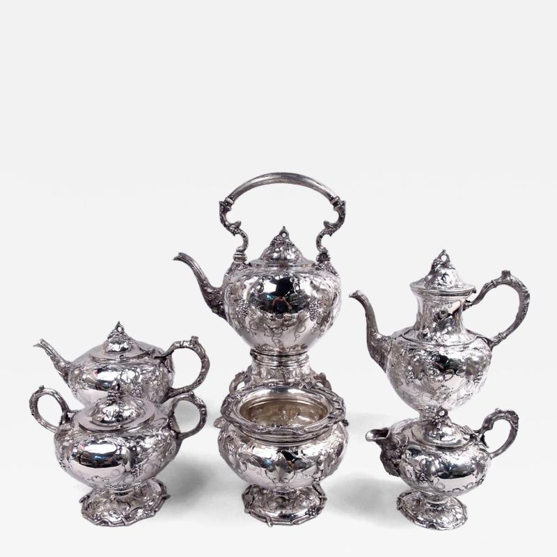 Bailey Victorian Classical Coin Silver Grapevine Coffee Tea Set