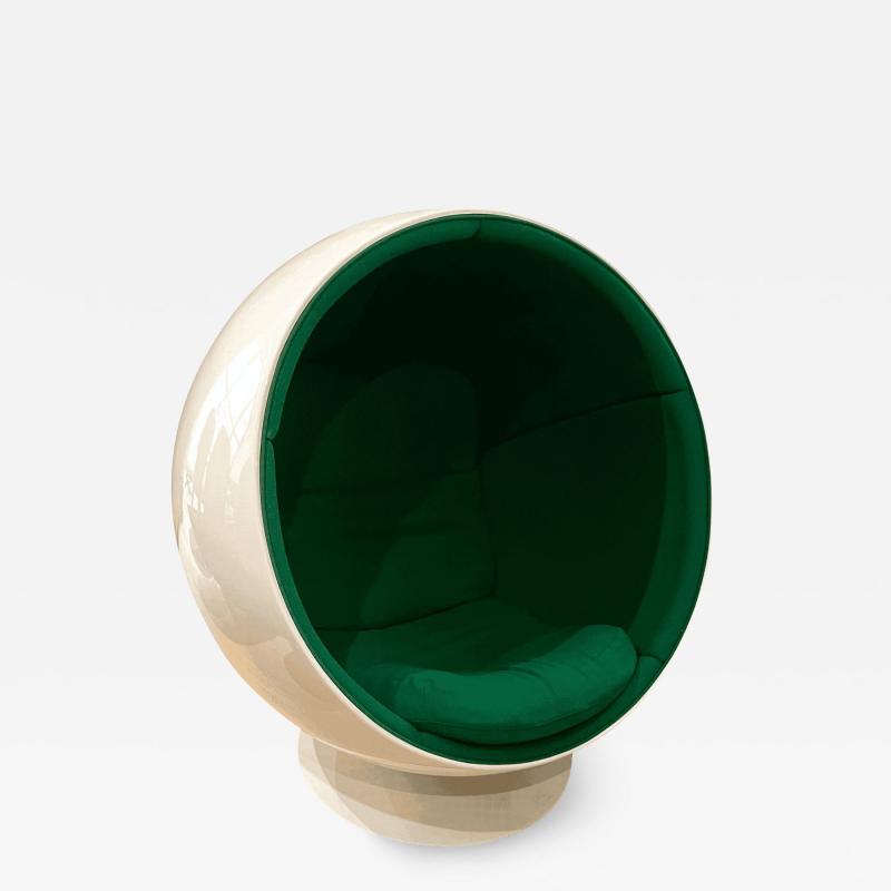 Ball Chair by Eero Aarnio Green and White Adelta Finland circa 1980 90s
