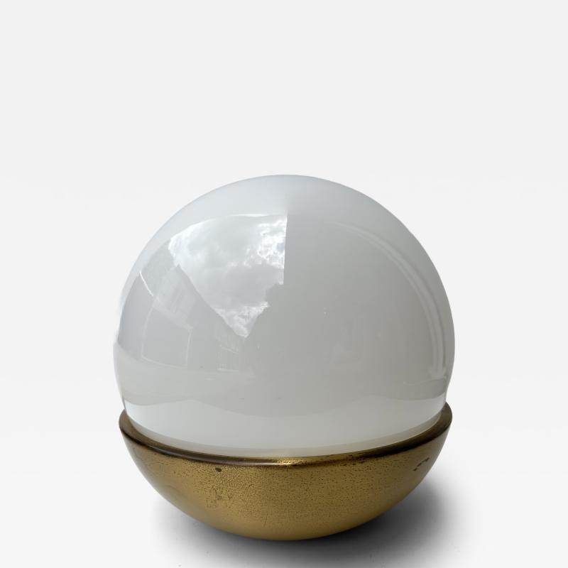 Ball Lamp Brass and Opaline Murano Glass Italy 1970s