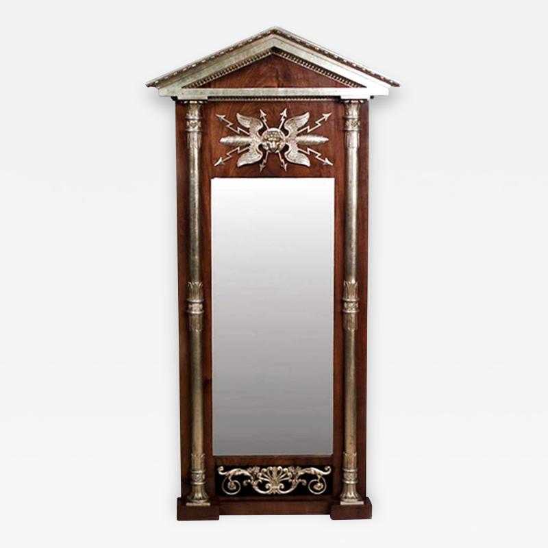 Baltic Neoclassic Mahogany Pier Mirror with Pediment