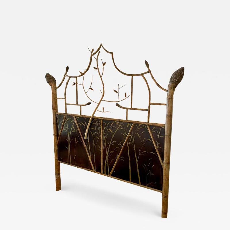 Bamboo Black Chinoiserie King Headboard