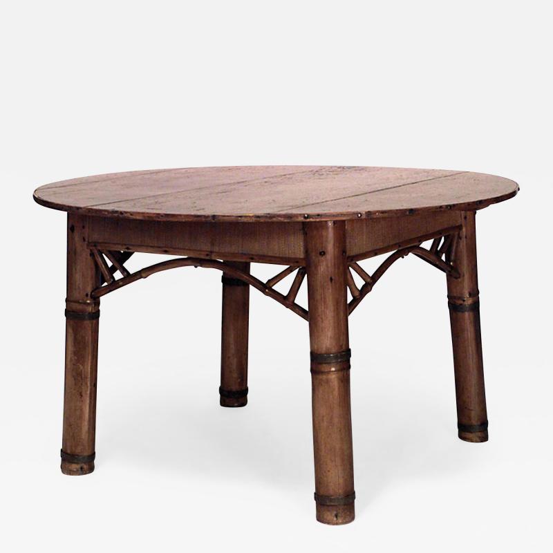Bamboo English Victorian Large 4 Legged Round Dining Table