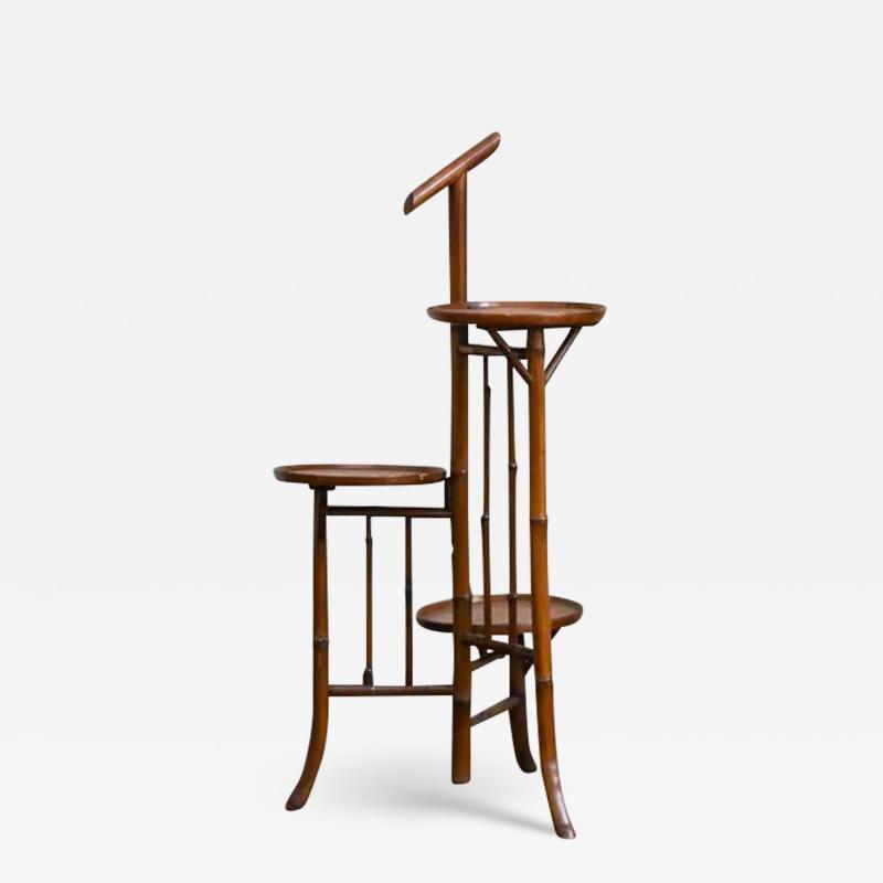 Bamboo Valet Stand With Three Shelves Early 20th Century