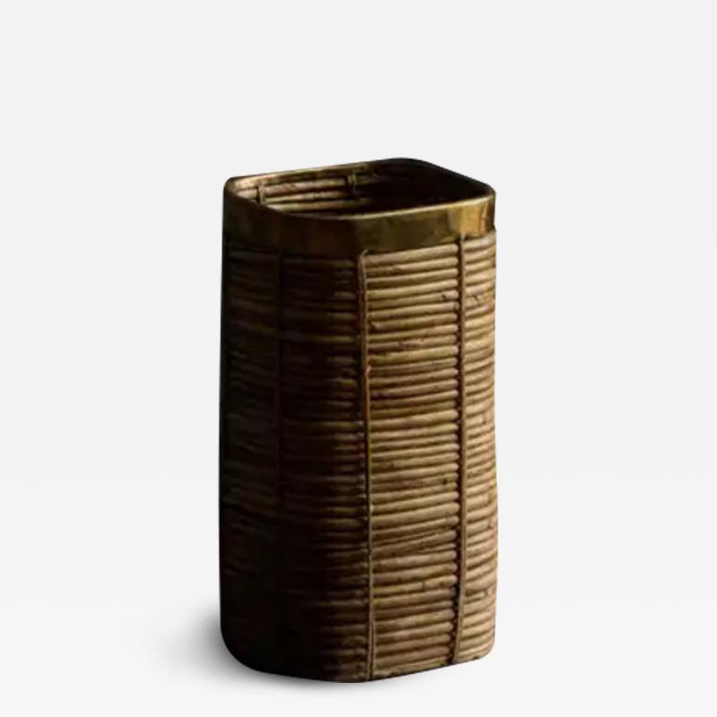 Bamboo and Brass Basket Italy 1970s