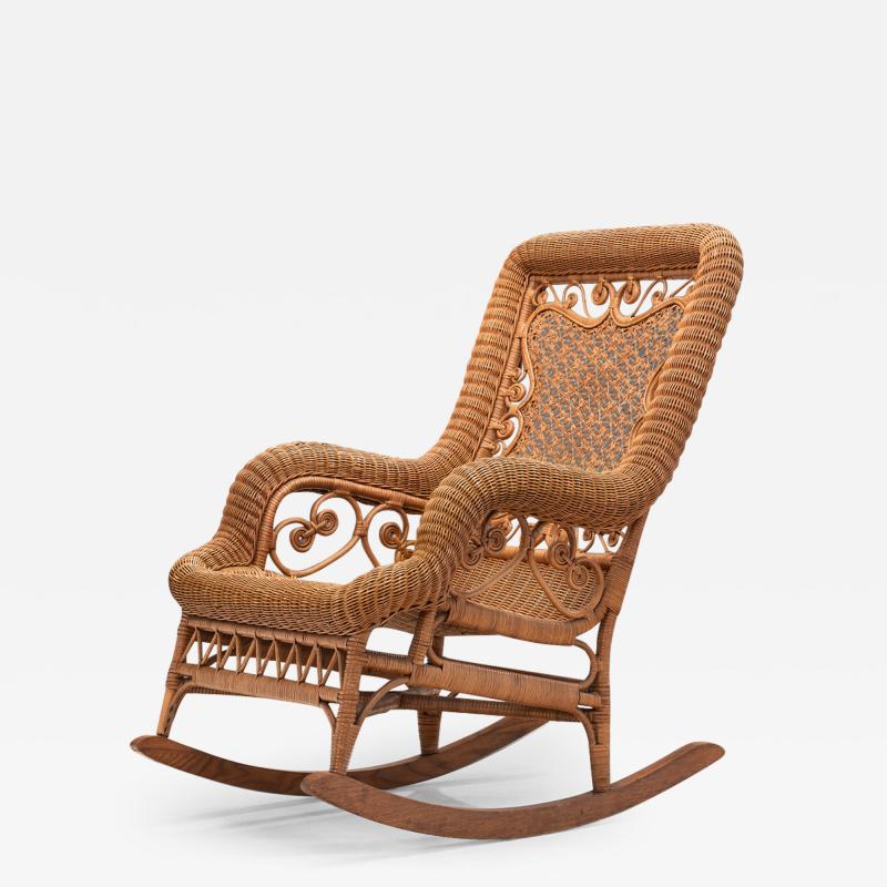 Bamboo and Rattan Rocking Chair Europe First Half of the 20th Century