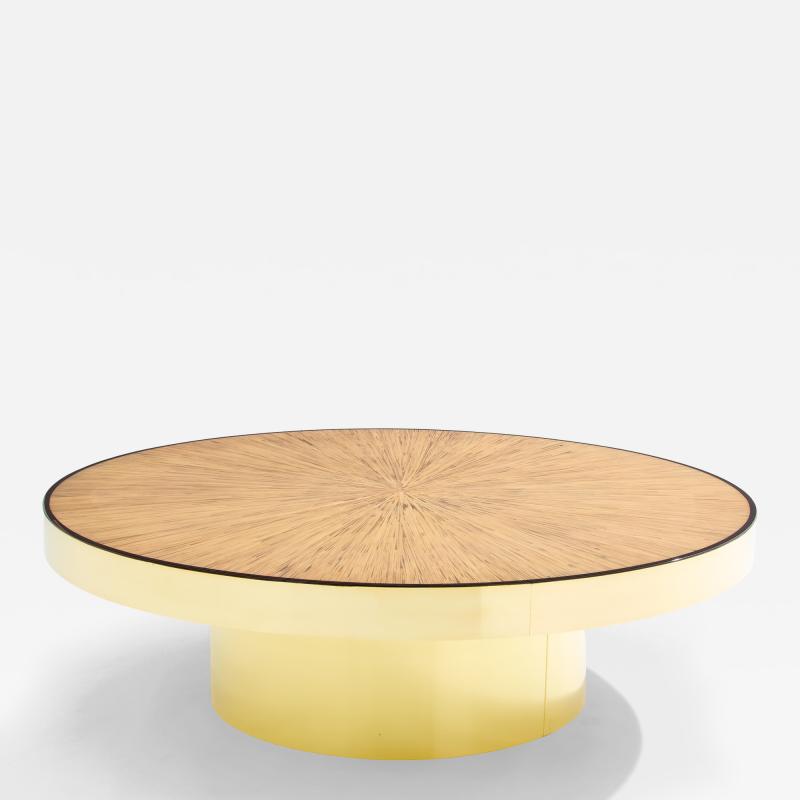 Bamboo marquetry and brass coffee table 1980