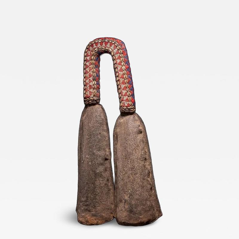 Bamileke iron double Bell decorated with trade beads