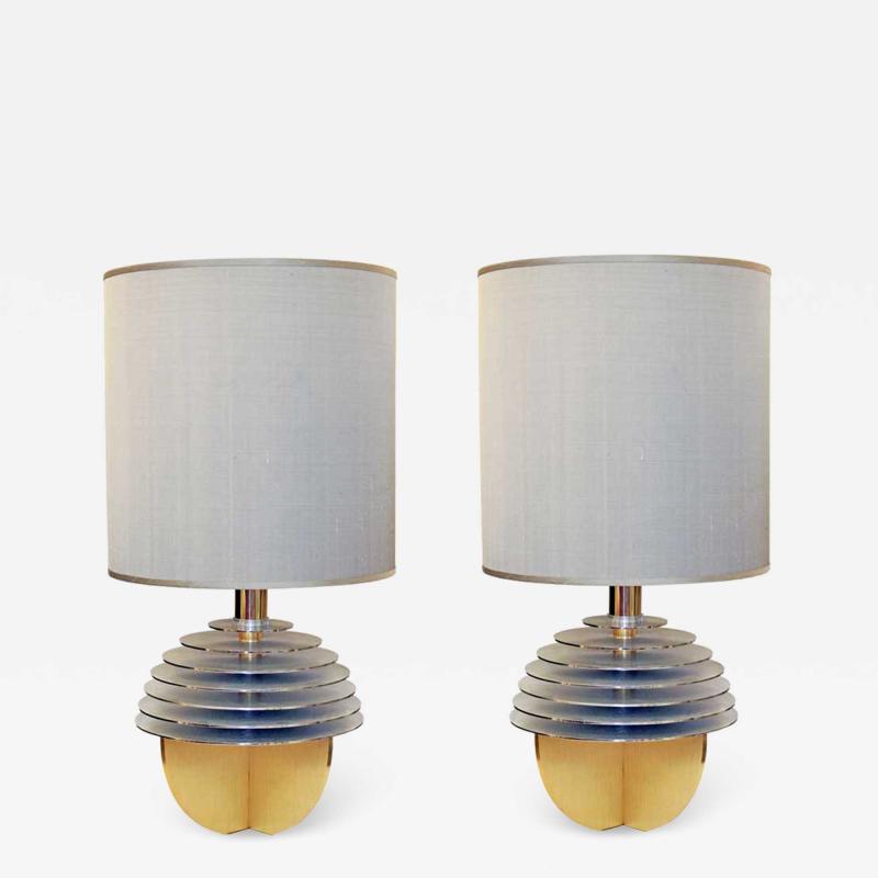 Banci Pair of Italian Brass Globe Table Lamps