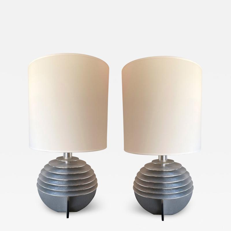 Banci Pair of Metal Saturn Lamps by Banci Italy 1970s