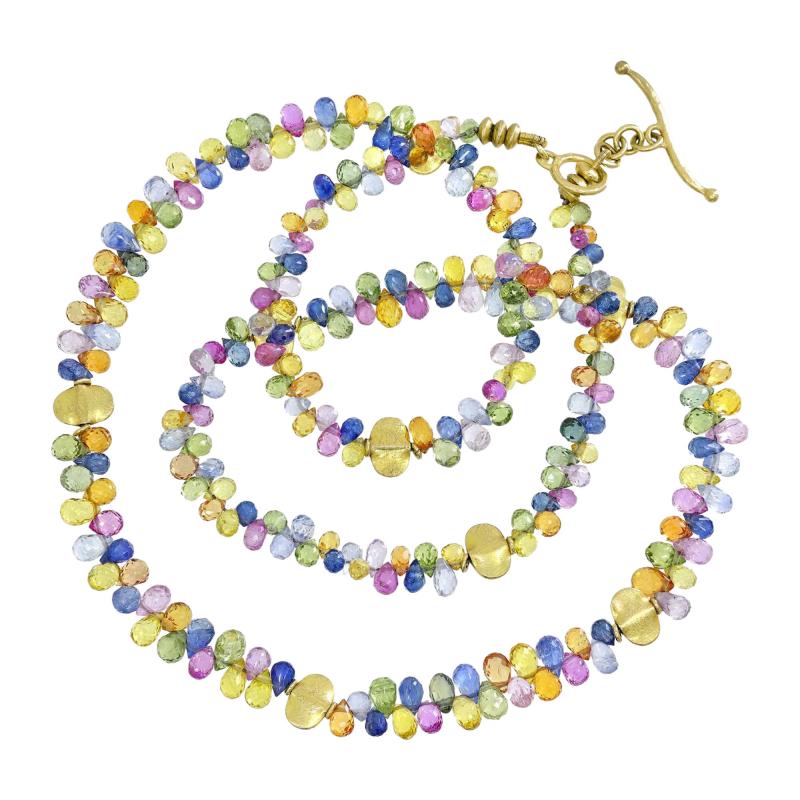 Barbara Heinrich Multicolored Sapphire Briolette Yellow Gold Necklace Barbara Heinrich 2024