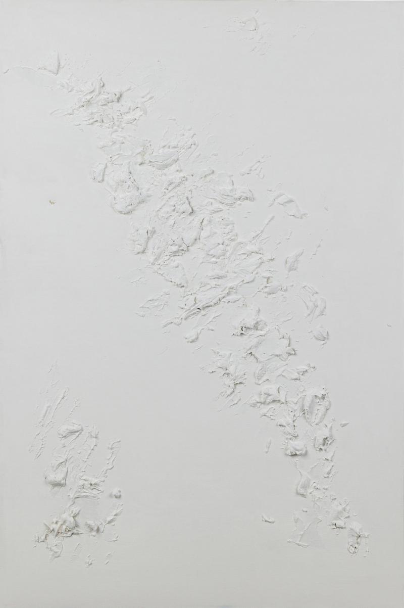 Barbara Kiskovski Abstract Mixed Media White Textural Painting on Canvas